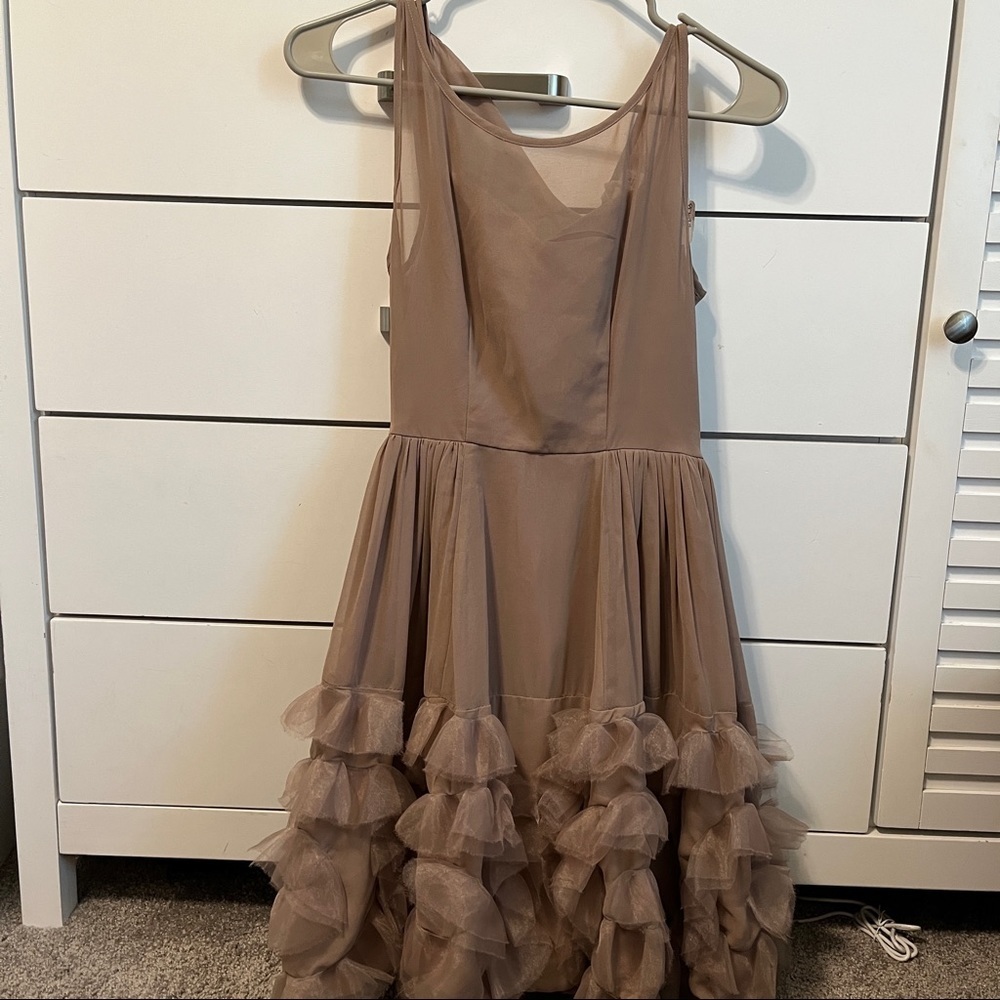 Lauren Conrad Tan Cocktail Dress With Ruffle Detail - Picture 2 of 8